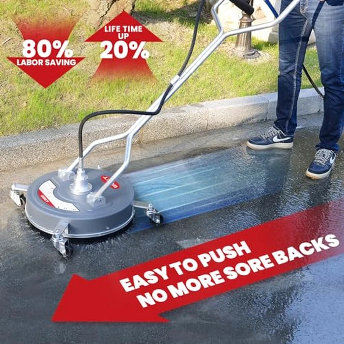WOJET Pressure Washer Surface Cleaner 18" with 4 Wheels, 4500PSI Pressure Washer Attachment for Concrete Driveway Sidewalk Deck Patio Cleaning, 3/8'' Quick-Connect by WOJET - Image 2