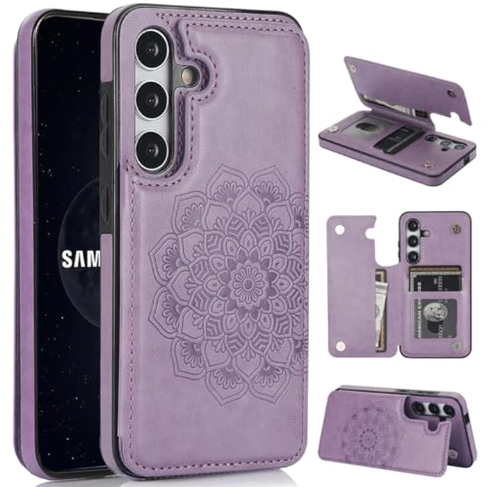NKECXKJ Design for Galaxy S25 5G Wallet Case with Credit Card Holder Slots PU Leather Magnetic Clasp Kickstand Heavy Duty Back Flip Protective Cover for Samsung S 25 Women Men Girls 6.2 inch Purple by NKECXKJ - Used - Like New condition - CA$11.39