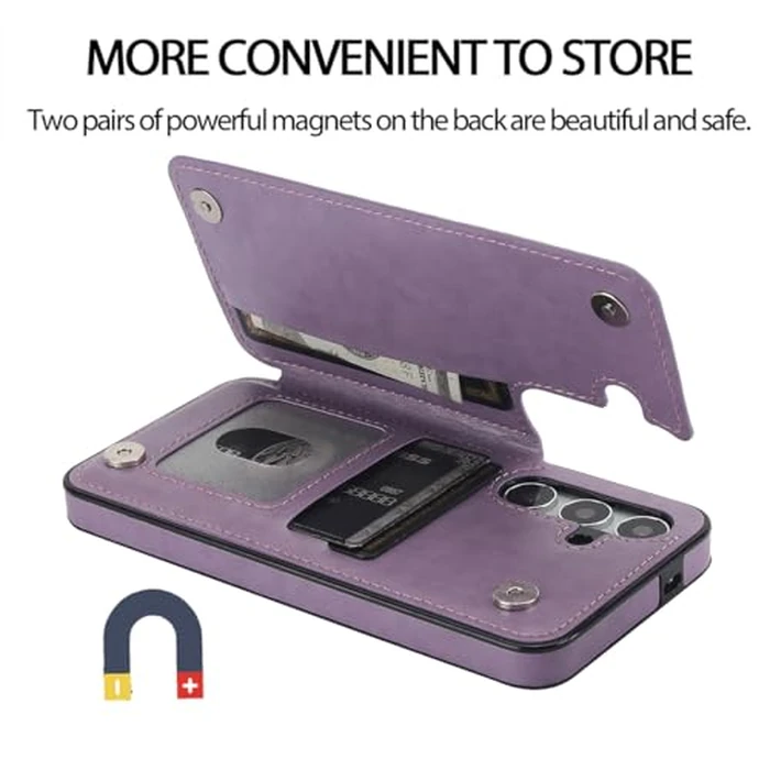 NKECXKJ Design for Galaxy S25 5G Wallet Case with Credit Card Holder Slots PU Leather Magnetic Clasp Kickstand Heavy Duty Back Flip Protective Cover for Samsung S 25 Women Men Girls 6.2 inch Purple by NKECXKJ - Image 5