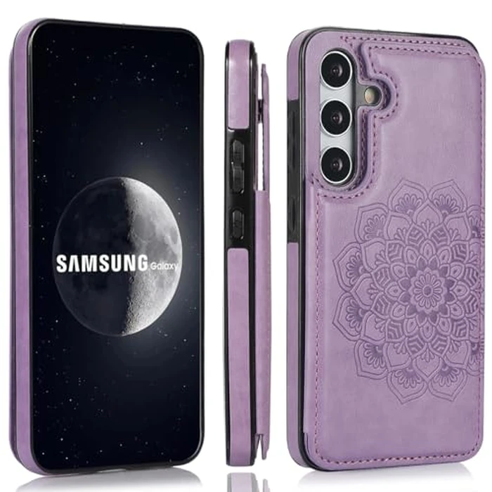 NKECXKJ Design for Galaxy S25 5G Wallet Case with Credit Card Holder Slots PU Leather Magnetic Clasp Kickstand Heavy Duty Back Flip Protective Cover for Samsung S 25 Women Men Girls 6.2 inch Purple by NKECXKJ - Image 6