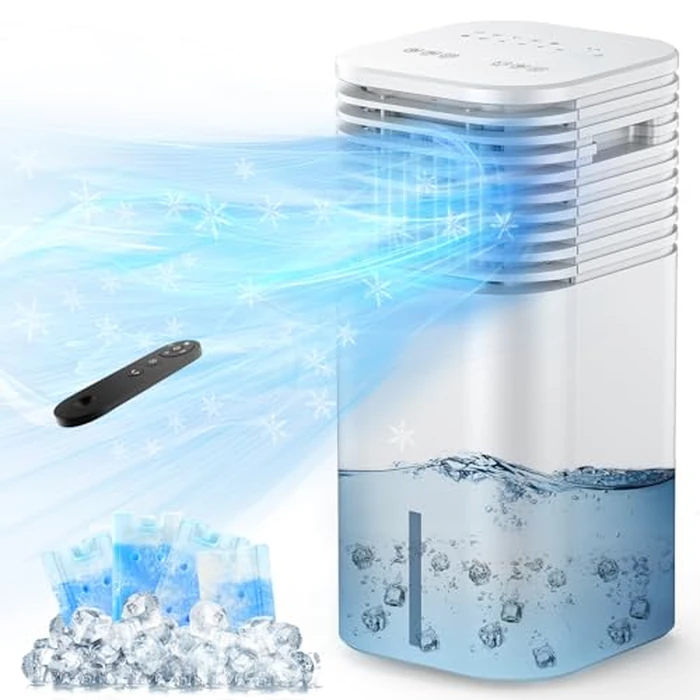 Windowless Portable Air Conditioner, 15H Timer & 120 degreesOscillation, 3-IN-1 Portable AC Unit with Remote, 2-Gal Tank, 3 Modes & 3 Speeds, Ultra-Quiet 24" Ductless Swamp Cooler for Room Home Office, White by FLOWBREEZE - Used - Very Good condition - US$68.84