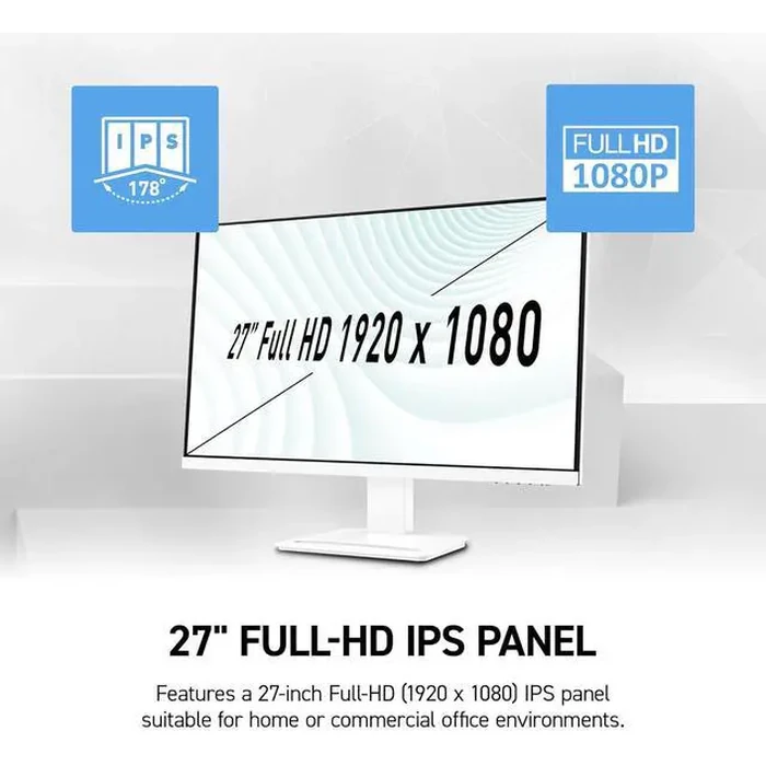 MSI 27" Full HD 144Hz IPS white LCD Computer Monitor with Built-in Speakers for both work and gaming PRO MP273W E14A by MSI - Image 4