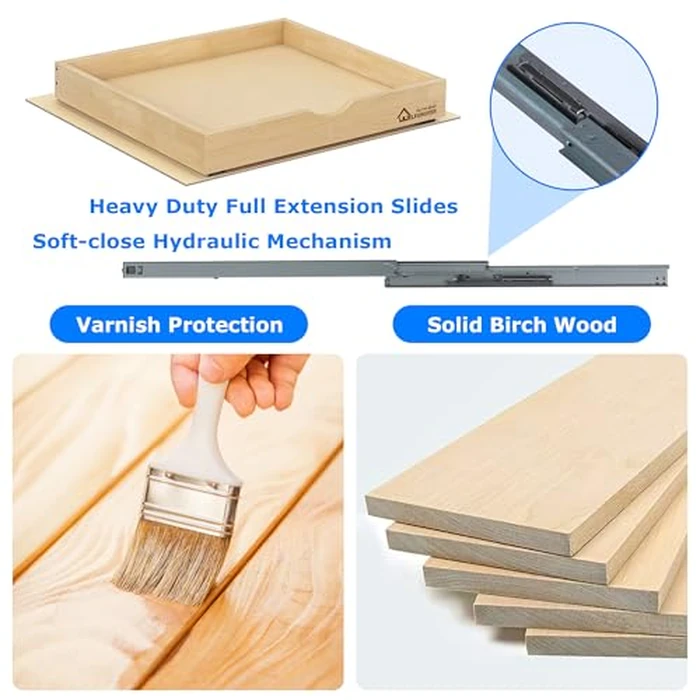 WelFurGeer Soft Close Pull Out Drawers for Kitchen Cabinets, 32" W x 21" D Pull Out Cabinet Organizer, Heavy-Duty Cabinet Organizer, Space-Saving Pullout Drawer for Home & Kitchen Organization by WelFurGeer - Image 4