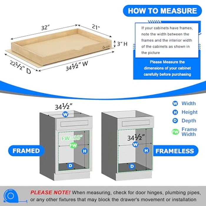 WelFurGeer Soft Close Pull Out Drawers for Kitchen Cabinets, 32" W x 21" D Pull Out Cabinet Organizer, Heavy-Duty Cabinet Organizer, Space-Saving Pullout Drawer for Home & Kitchen Organization by WelFurGeer - Image 5