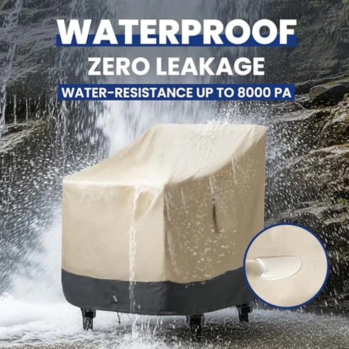 Extra Heavy Duty Patio Chair Covers Waterproof Up to 8000pa, 2 Pack Patio Furniture Covers for Outdoor Swivel/ Rocking Chair/ Adirondack Chairs, Outdoor Seat Cover with Air Vents, 33"W x 35"D x 38.5"H by Kikcoin - Image 4