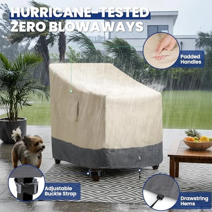 Extra Heavy Duty Patio Chair Covers Waterproof Up to 8000pa, 2 Pack Patio Furniture Covers for Outdoor Swivel/ Rocking Chair/ Adirondack Chairs, Outdoor Seat Cover with Air Vents, 33"W x 35"D x 38.5"H by Kikcoin - Image 5