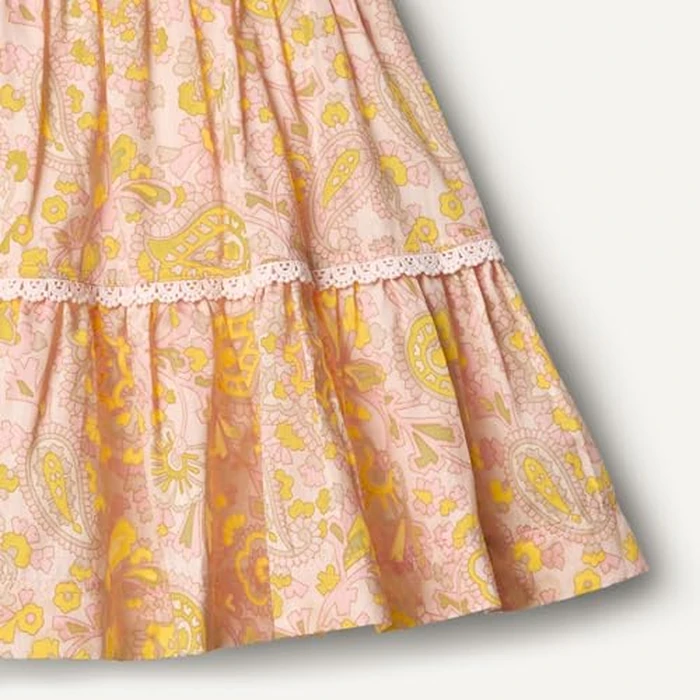 Amazon Essentials x Sofia Grainge Baby Girls' Woven Cotton Sateen Fit & Flare Casual Dress, Shell Pink Ornate Paisley, 12 Months by Amazon Essentials - Image 4