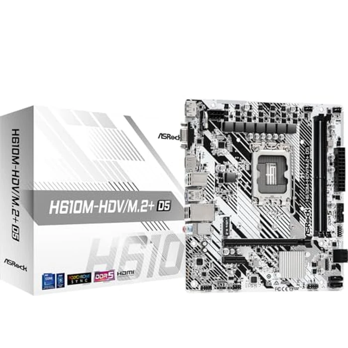 ASRock H610M-HDV/M.2+ D5 LGA 1700 Micro ATX DDR5 Intel H610 SATA 6Gb/s Micro by ASRock - Used - Like New condition