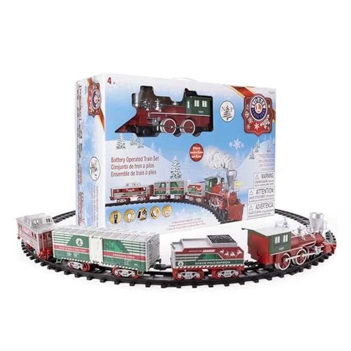 Lionel North Pole Express Battery O Gauge Toy Train Set with Remote, Locomotive, Train Cars, & Track with Authentic Train Sounds, Lights, & Water Vapor Smoke Effects for Kids 4+ by Lionel - Used - Very Good condition