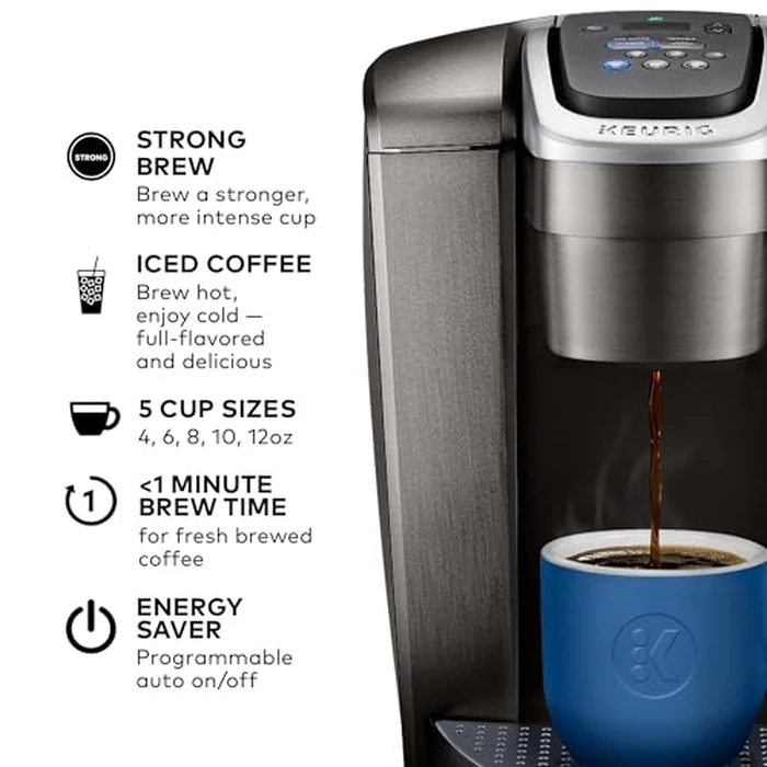 Keurig K-Elite K Single Serve K-Cup Pod Maker, with Strong Temperature Control, Iced Coffee Capability, 12oz Brew Size, Brushed Slate by Keurig - Image 2