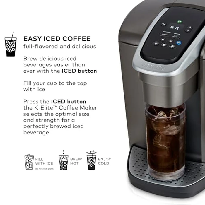 Keurig K-Elite K Single Serve K-Cup Pod Maker, with Strong Temperature Control, Iced Coffee Capability, 12oz Brew Size, Brushed Slate by Keurig - Image 5