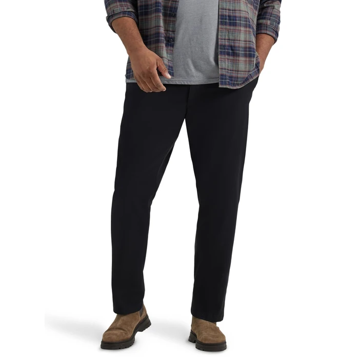 Lee Men's Big & Tall Extreme Motion Flat Front Relaxed Taper Pant Black 52W x 30L by Lee - Image 1