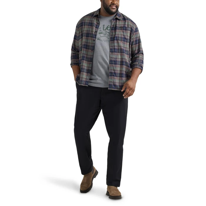 Lee Men's Big & Tall Extreme Motion Flat Front Relaxed Taper Pant Black 52W x 30L by Lee - Image 2