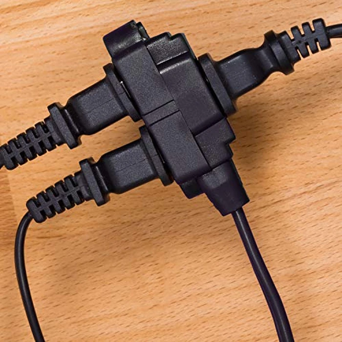 GE 12 Ft Extension Cord, 3 Outlet Power Strip, 2 Prong, 16 Gauge, Twist-to-Close Safety Outlet Covers, Indoor Rated, Perfect for Home, Office or Kitchen, UL Listed, Black, 45152 by GE - Image 6