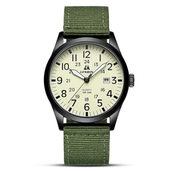 LN LENQIN Mens Watches Unisex Military Sport Nylon Strap Stylish Luminous Fashion Analog Quartz Watch for Men Waterproof Army Tactical Casual Wristwatch by LN LENQIN - Used - Very Good condition
