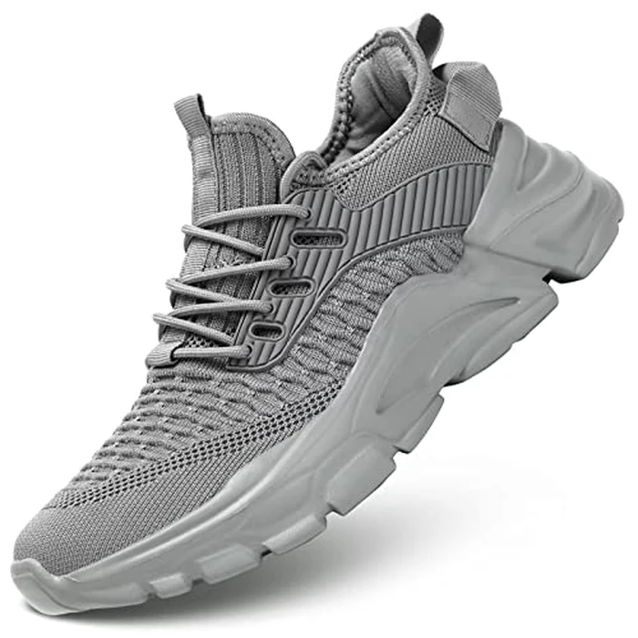 Srenket Men's Running Shoes, Non Slip, Breathable, Lightweight Fashion Sneakers, Slip Resistant Athletic Sports Walking Gym Work Shoes, Grey by Srenket - Image 1