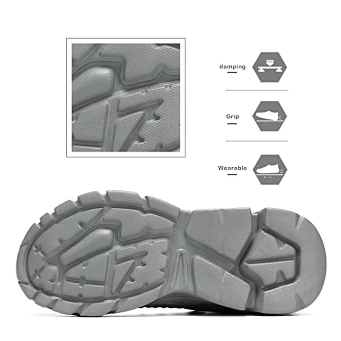 Srenket Men's Running Shoes, Non Slip, Breathable, Lightweight Fashion Sneakers, Slip Resistant Athletic Sports Walking Gym Work Shoes, Grey by Srenket - Image 5