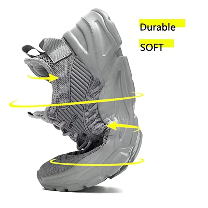 Srenket Men's Running Shoes, Non Slip, Breathable, Lightweight Fashion Sneakers, Slip Resistant Athletic Sports Walking Gym Work Shoes, Grey by Srenket - Image 6
