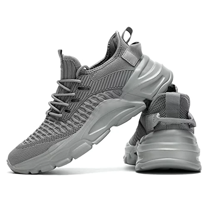 Srenket Men's Running Shoes, Non Slip, Breathable, Lightweight Fashion Sneakers, Slip Resistant Athletic Sports Walking Gym Work Shoes, Grey by Srenket - Image 7