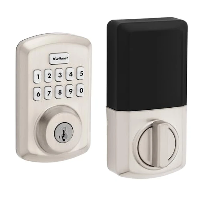 Kwikset Powerbolt 250 10-Button Keypad Satin Nickel Transitional Electronic Deadbolt Door Lock, Featuring Convenient Keyless Entry, Customizable User Codes, and Auto-Locking by Kwikset - Image 1