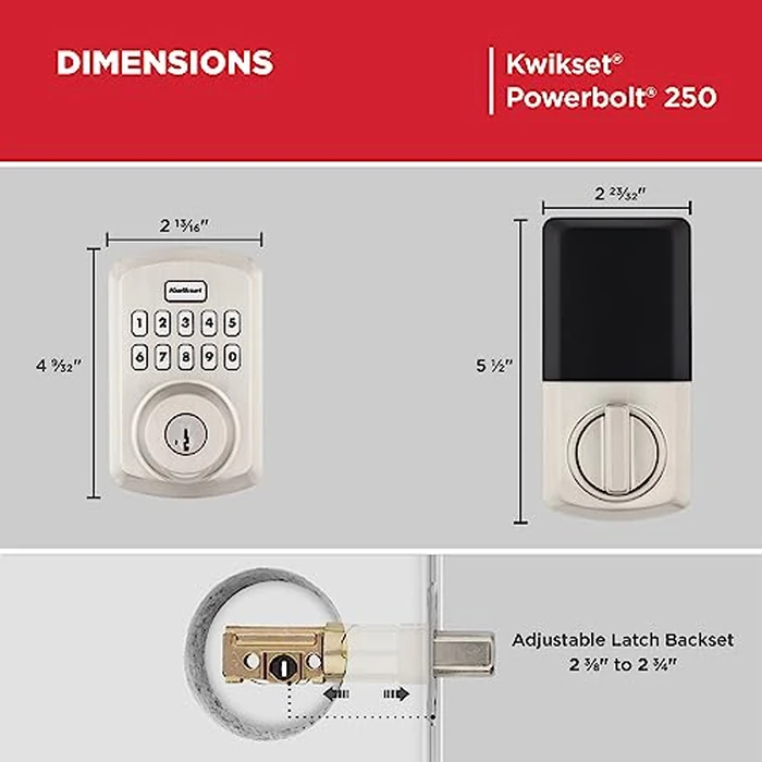 Kwikset Powerbolt 250 10-Button Keypad Satin Nickel Transitional Electronic Deadbolt Door Lock, Featuring Convenient Keyless Entry, Customizable User Codes, and Auto-Locking by Kwikset - Image 9