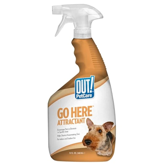 OUT! PetCare Go Here Attractant Dog and Puppy Potty Training Spray, Safe & Effective Puppy Pee Spray, Dog Housebreaking Supplies, Indoor and Outdoor House Training Tool, 32 oz by OUT! - Used - Very Good condition