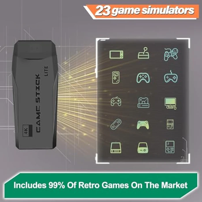 LIUWEI New Retro Gaming Console & Game Stick Pro - 20,000+ Classic Video Games, 23 Emulators, Dual Wireless Controllers, 4K HDMI Output, Plug & Play, Compatible with TV, PC, Projector, 64GB by LIUWEI - Image 3