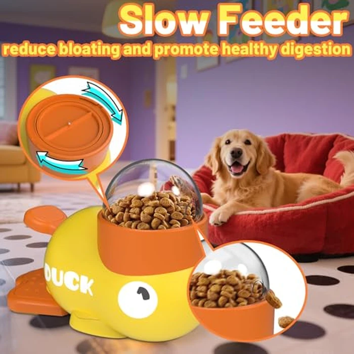 YOOIU Interactive Dog Treat Dispenser Toy & Slow Feeder Dog Bowls - Duck-Shaped Puzzle Toy for Mental Stimulation, Adjustable Food Outlet for Small to Medium Cats and Dogs by YOOIU - Image 2