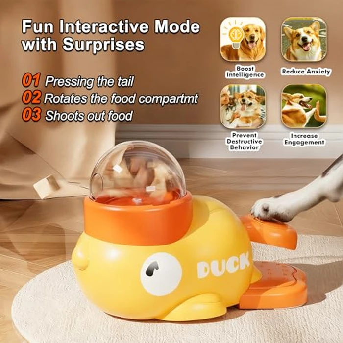 YOOIU Interactive Dog Treat Dispenser Toy & Slow Feeder Dog Bowls - Duck-Shaped Puzzle Toy for Mental Stimulation, Adjustable Food Outlet for Small to Medium Cats and Dogs by YOOIU - Image 3