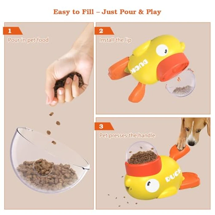 YOOIU Interactive Dog Treat Dispenser Toy & Slow Feeder Dog Bowls - Duck-Shaped Puzzle Toy for Mental Stimulation, Adjustable Food Outlet for Small to Medium Cats and Dogs by YOOIU - Image 4