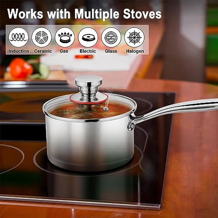 P&P CHEF 3 Quarts Tri-Ply Stockpot and Saucepan, Stainless Steel Sauce Pan with Lid, Cooking Induction Pot, Kitchen Cookware for All Stoves, Non-Toxic, Durable & Dishwasher Safe, 1 Piece by P&P CHEF - Image 5