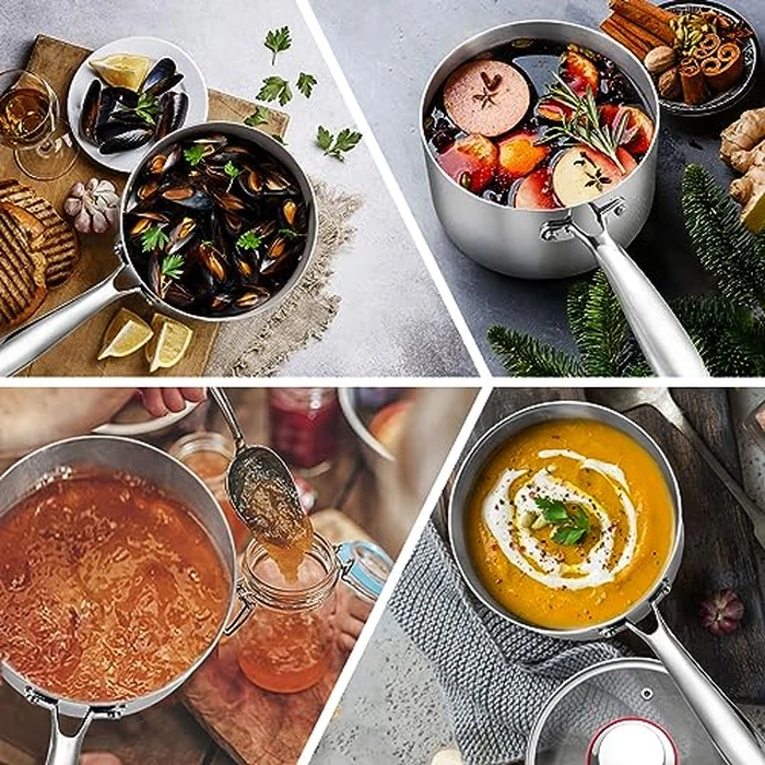 P&P CHEF 3 Quarts Tri-Ply Stockpot and Saucepan, Stainless Steel Sauce Pan with Lid, Cooking Induction Pot, Kitchen Cookware for All Stoves, Non-Toxic, Durable & Dishwasher Safe, 1 Piece by P&P CHEF - Image 6