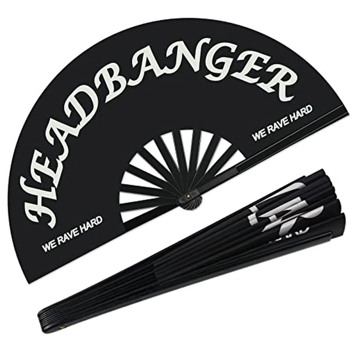 Riccioofy Large Rave Folding Clack Handheld Fan for Men/Women Beach Vacation Essentials Hand Fan for Dance Music Festival Party, Performance, Decorations,Cool Stuff,Beach Vacation Clothes for Women by Riccioofy - Used - Very Good condition - US$5.29