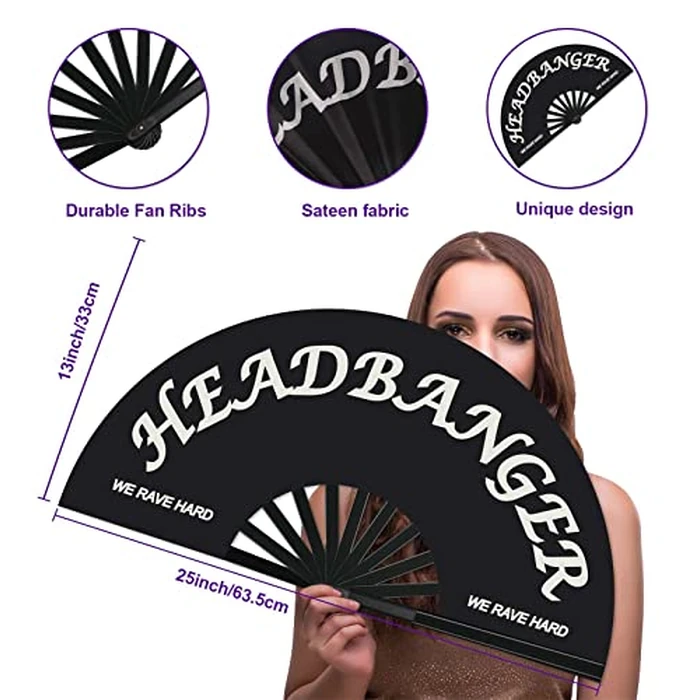 Riccioofy Large Rave Folding Clack Handheld Fan for Men/Women Beach Vacation Essentials Hand Fan for Dance Music Festival Party, Performance, Decorations,Cool Stuff,Beach Vacation Clothes for Women by Riccioofy - Image 2