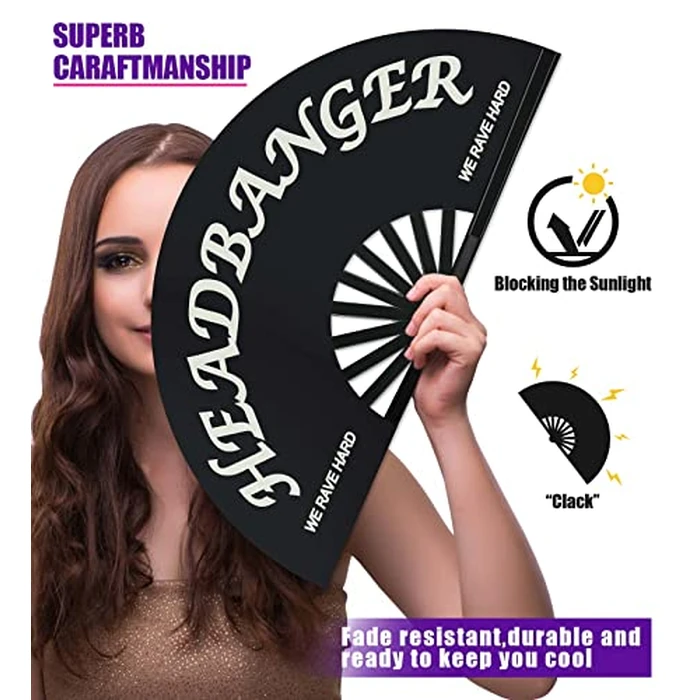 Riccioofy Large Rave Folding Clack Handheld Fan for Men/Women Beach Vacation Essentials Hand Fan for Dance Music Festival Party, Performance, Decorations,Cool Stuff,Beach Vacation Clothes for Women by Riccioofy - Image 3