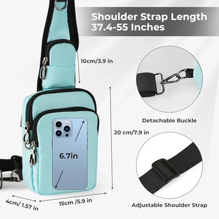 BROADREAM Small Sling Bag for Men Women, Anti-Theft Tech Sling Backpack with Zipper Lock, Fanny Packs Cross Body Chest Bag with RFID Blocking for Travel Hiking Work Sports (Light Blue) by BROADREAM - Image 4