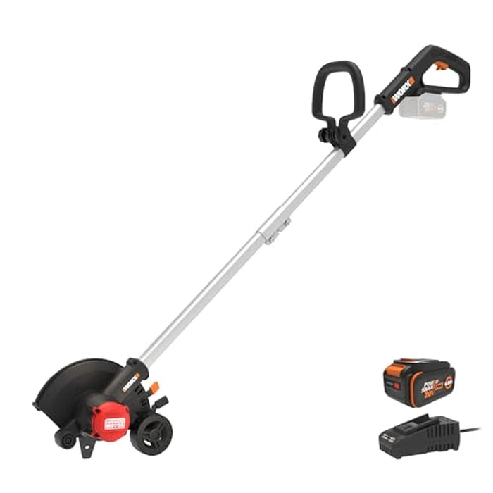 WORX Cordless Lawn Edger, 7'' Grass Edger with 3 Depth Settings, 20V Trencher with Dual Wheels & Brushless Motor, 4.0 Ah Battery & Charger Included, WG898 by WORX - Used - Very Good condition