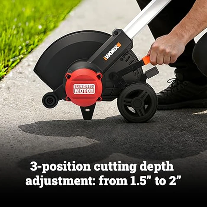 WORX Cordless Lawn Edger, 7'' Grass Edger with 3 Depth Settings, 20V Trencher with Dual Wheels & Brushless Motor, 4.0 Ah Battery & Charger Included, WG898 by WORX - Image 7
