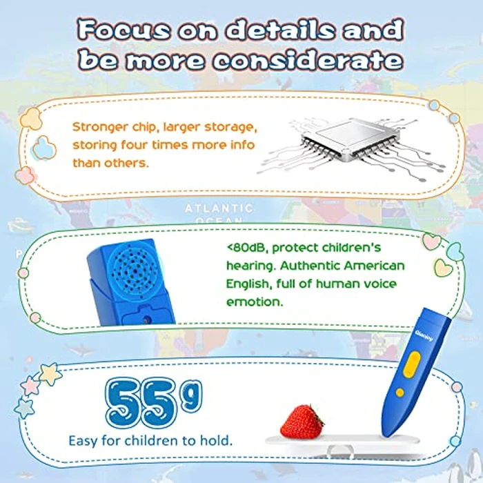 Qiaojoy Bilingual Interactive World Map for Kids Learning and Educational Toys, Talking Electronic Kids World Map i-Poster Geography Games Ages 3 to 12 Years Old, Custom Talking Birthday Gifts Card by Qiaojoy - Image 6