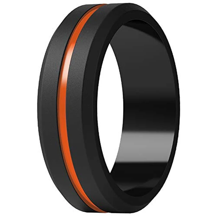 ThunderFit Silicone Wedding Rings for Men, Brushed Top Middle Engraved Line Rubber Engagement Bands 8.2mm Wide 2.5mm Thick - 1/4/6/7 Variety Multipack (Pack Z - Size 8.5-9 (18.90mm)) by ThunderFit - Used - Very Good condition - US$8.90