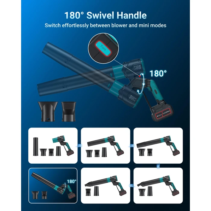 5.2Ah Cordless Leaf Blower 750 CFM 220 MPH with 2 Pack Batteries Powered Electric Leaf Blower, Christmas Garden Tools for Lawn Care, Yard, Patio, Garage by DocSmart - Image 6