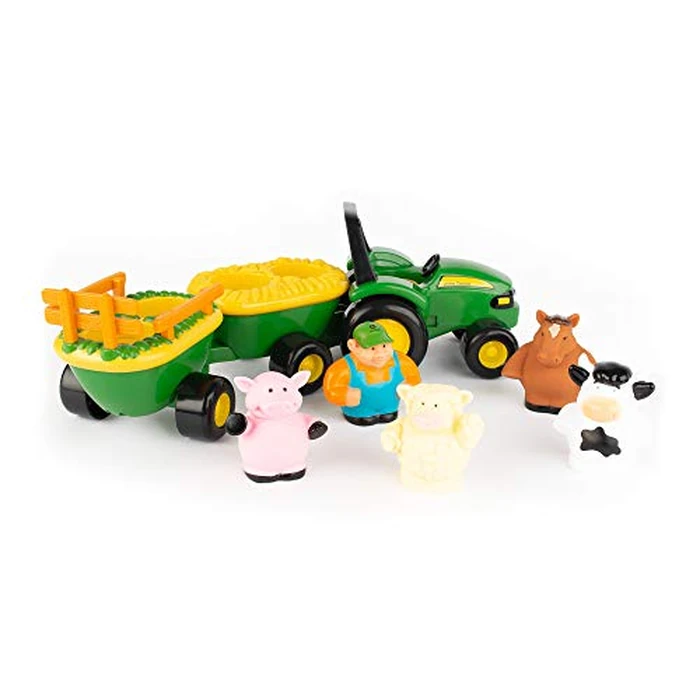 TOMY John Deere Animal Sounds Hayride Musical Tractor Toy - Musical Hayride Toddler Toys - Includes Farmer Figure, Tractor, and 4 Farm Animals - Toddler Music Toys - Ages 12 Months and Up by TOMY - Used - Like New condition - US$23.00