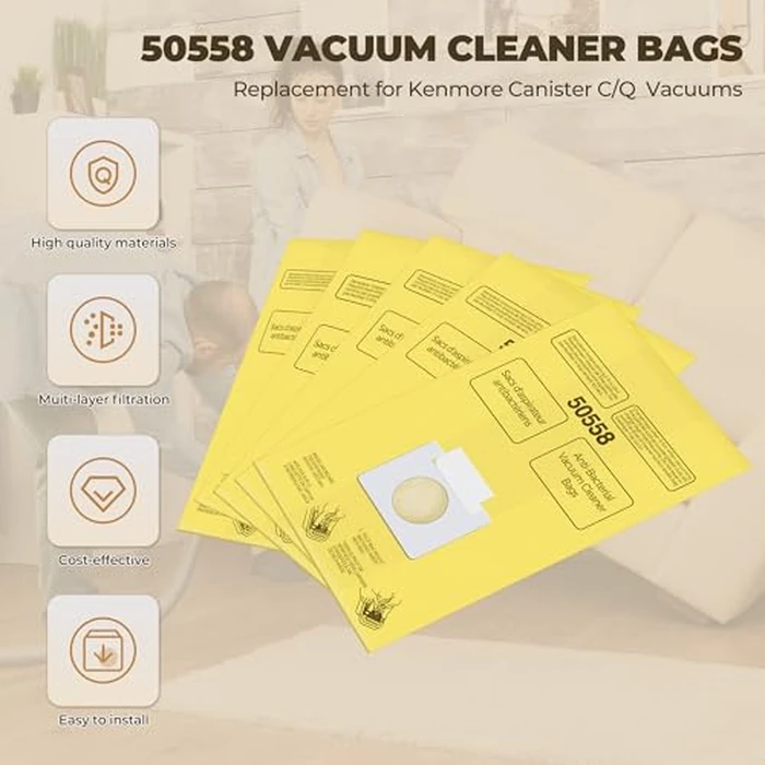 Vacuum Bags Replacement for Kenmore Canister C/Q 5055 50555 50557 50558 and Pana·sonic Type C-5 C-18 Vacuums - Premium Vacuum Cleaner Dust Bag - 12 Pack by Funmit - Image 5