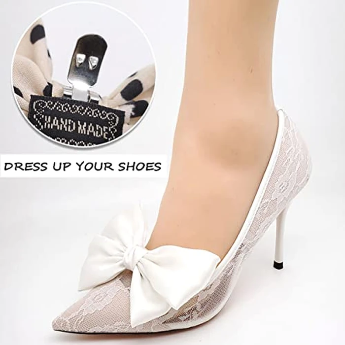 Satin Bow Shoe Clips Solid Color Dots Shoe Clips Elegant Wedding Party Shoes Decoration Bag Clothing Hair Accessories 2 Pcs Red by Shoeklips - Image 3