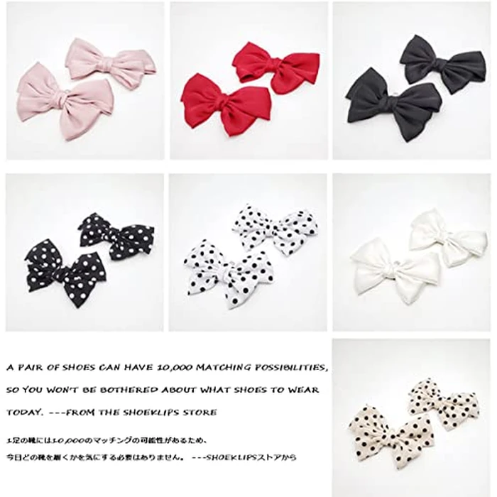 Satin Bow Shoe Clips Solid Color Dots Shoe Clips Elegant Wedding Party Shoes Decoration Bag Clothing Hair Accessories 2 Pcs Red by Shoeklips - Image 4
