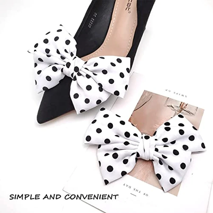 Satin Bow Shoe Clips Solid Color Dots Shoe Clips Elegant Wedding Party Shoes Decoration Bag Clothing Hair Accessories 2 Pcs Red by Shoeklips - Image 5