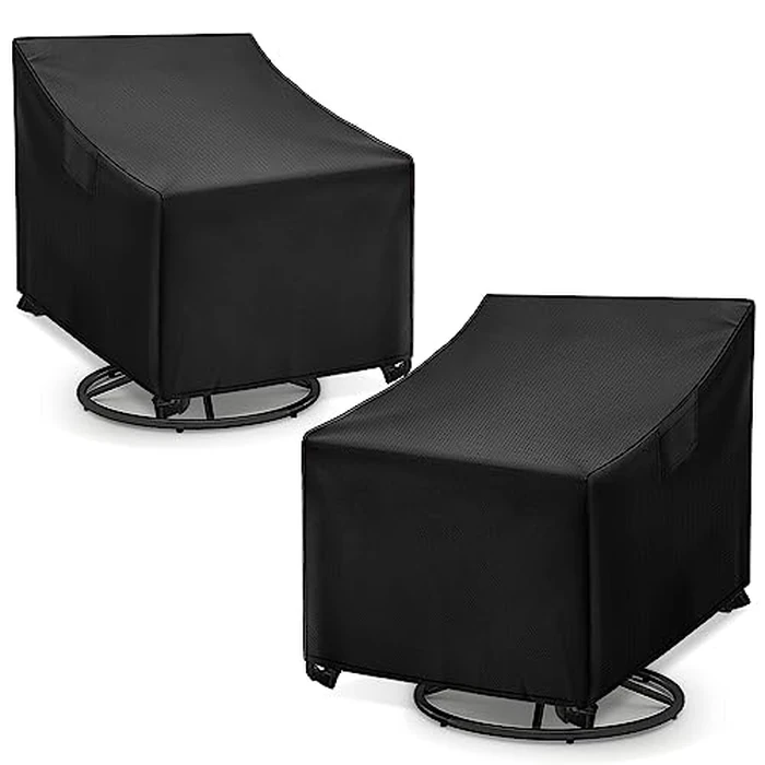 WLEAFJ Outdoor Rocking Chair Covers - Heavy Duty, Waterproof, Patio Rocking Chair Covers - Black, 2 Pack - 27.5" W x 32.5" D x 39" H by WLEAFJ - Used - Very Good condition - US$32.28