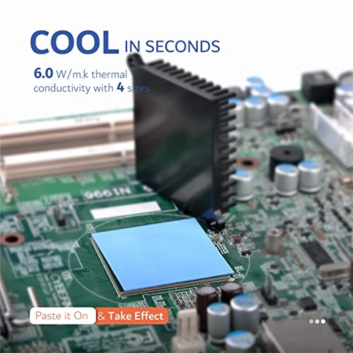 4 Pack Thermal Pad, 100 x 100 mm x [0.5 mm + 1 mm + 1.5 mm + 2 mm] Silicone Cooling Pad 6 W/m.K GPU Non Conductive Heat Resistance Extreme Odyssey Cover for Laptop Heatsink CPU GPU SSD IC LED Cooler by Aairhut - Image 3