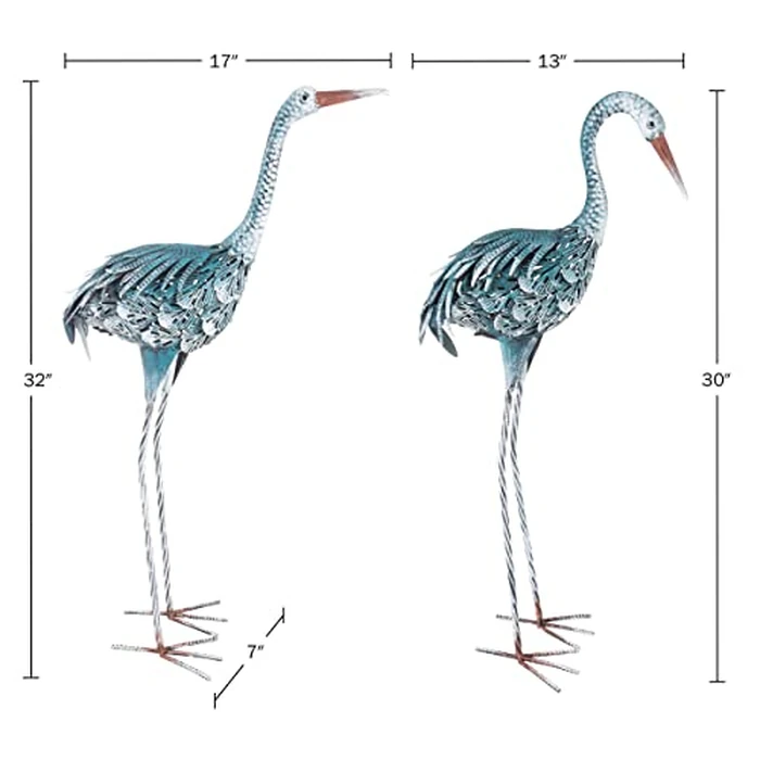 Pure Garden Standing Crane Garden Statue Set of 2-30 and 32-Inch-Tall Metal Yard Art Crane Statues for Outdoor Decor - Yard Crane Garden Sculptures & Figures- Lawn Ornaments for Patio or Pond by Pure Garden - Image 2