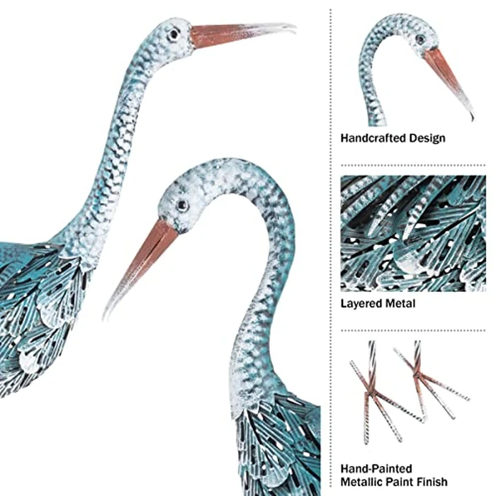 Pure Garden Standing Crane Garden Statue Set of 2-30 and 32-Inch-Tall Metal Yard Art Crane Statues for Outdoor Decor - Yard Crane Garden Sculptures & Figures- Lawn Ornaments for Patio or Pond by Pure Garden - Image 3